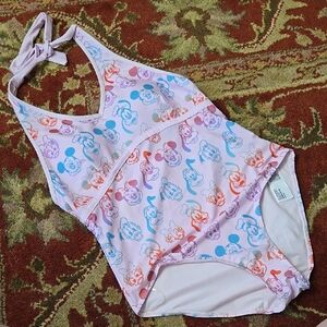 Disney Pink One-Piece Swimsuit with Multicolor Character Print